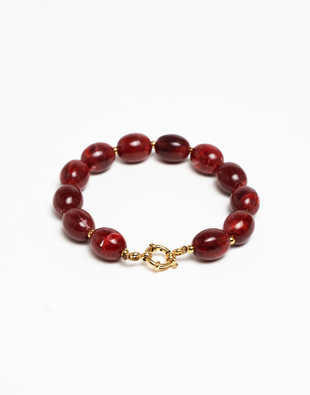 Kralenarmband ovaal bordeaux