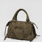 Faux suède handtas army green M