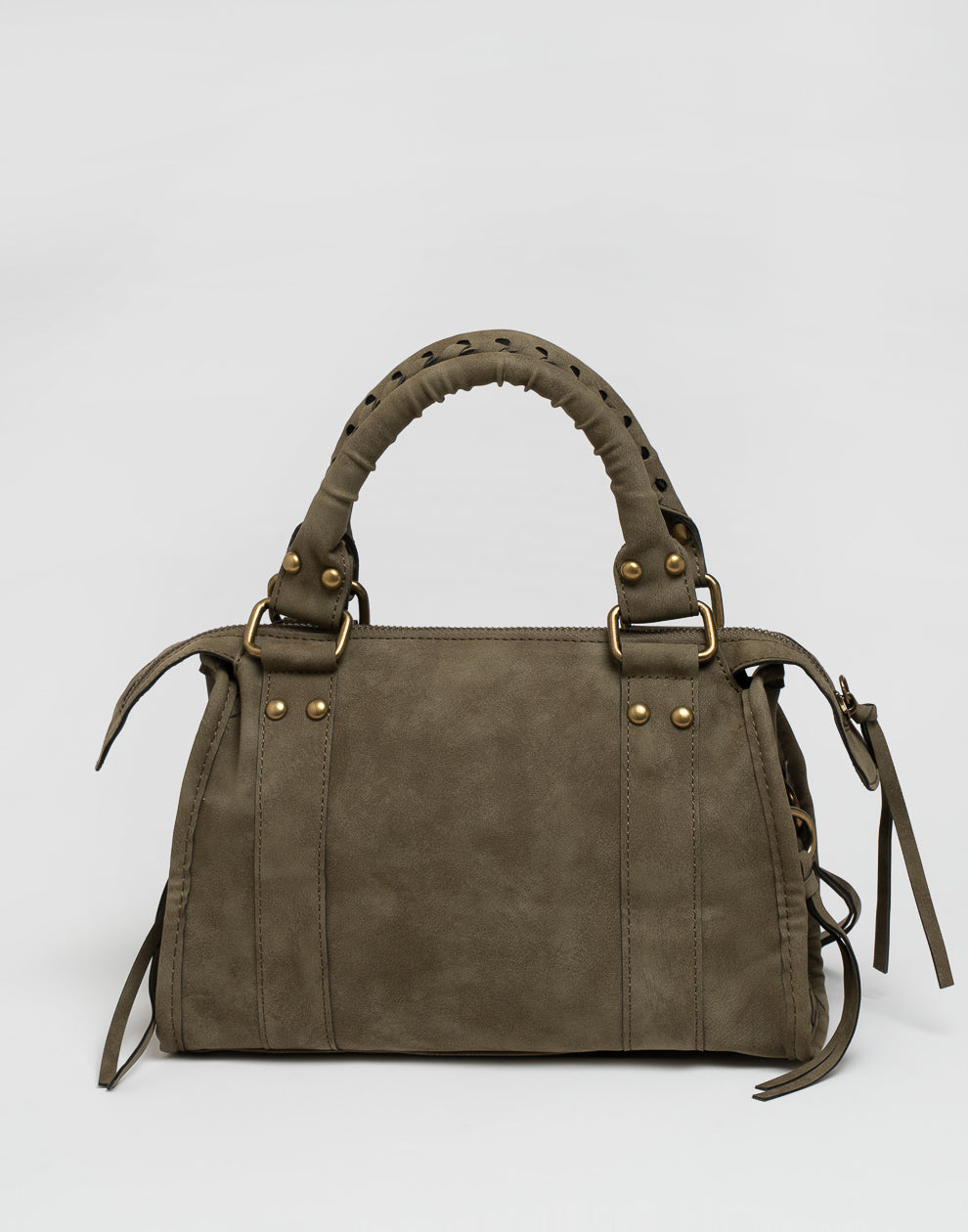 Faux suède handtas army green M