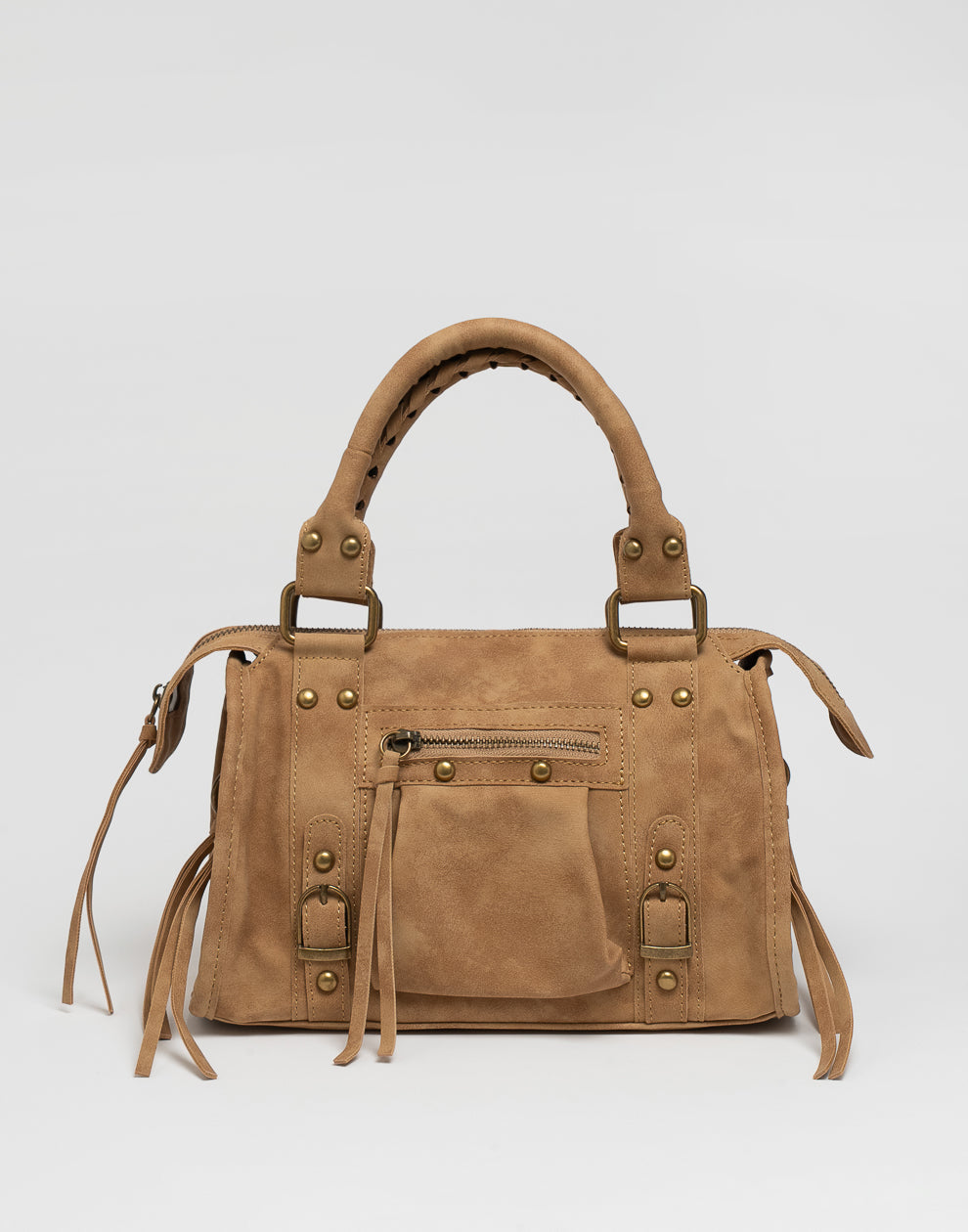 Faux suède handtas camel M