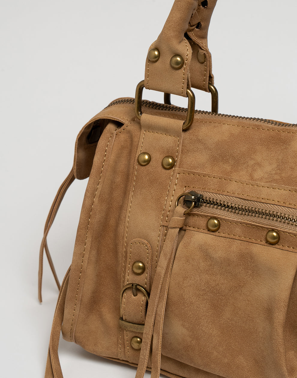 Faux suède handtas camel M