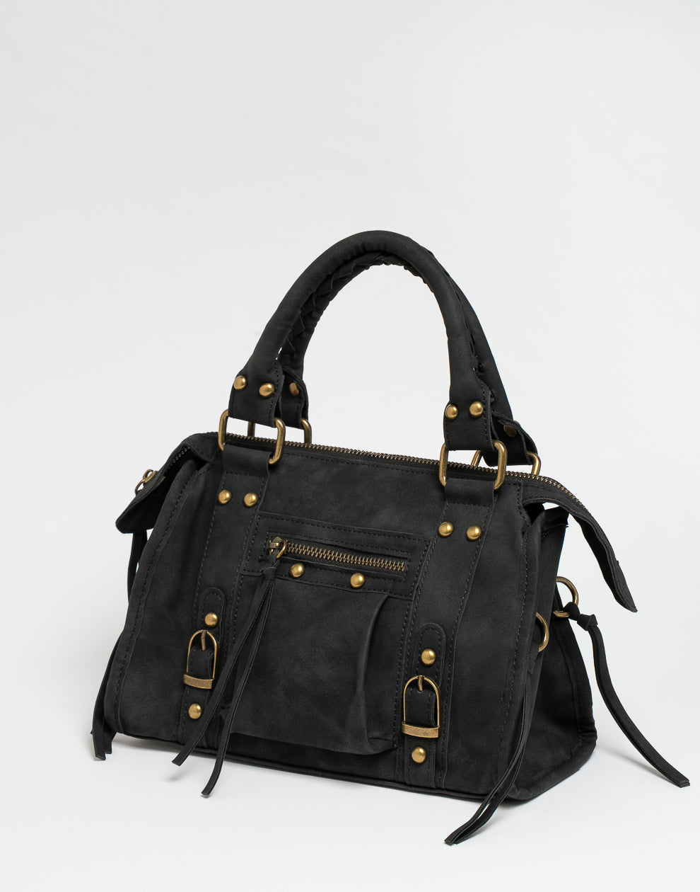 Faux suède handtas zwart M