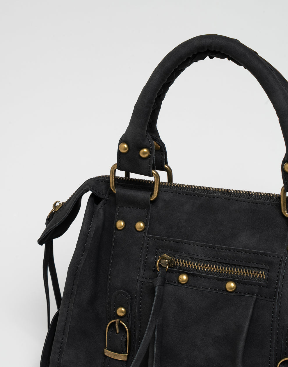 Faux suède handtas zwart M