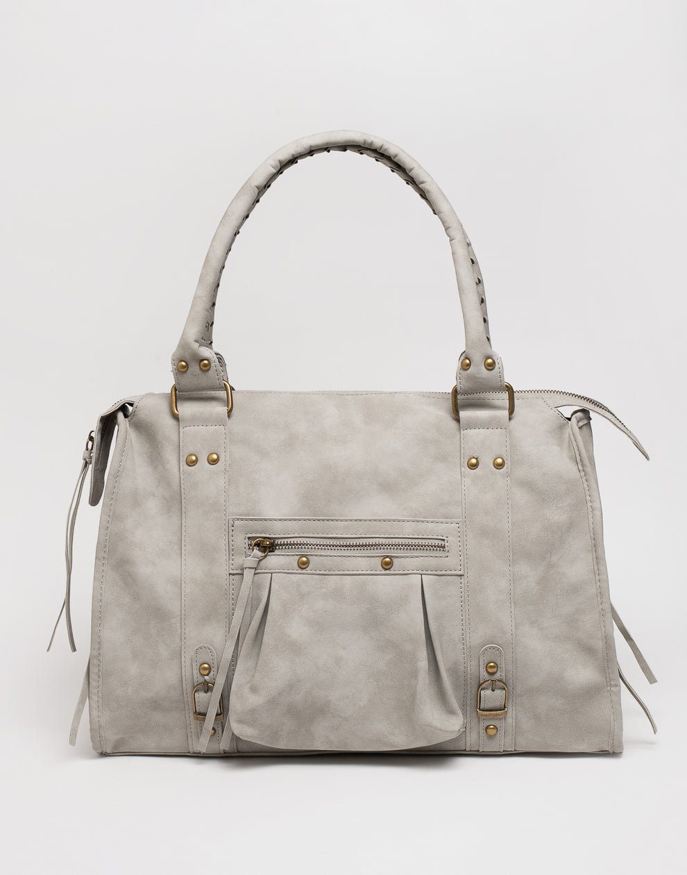 Faux suède handtas grijs L