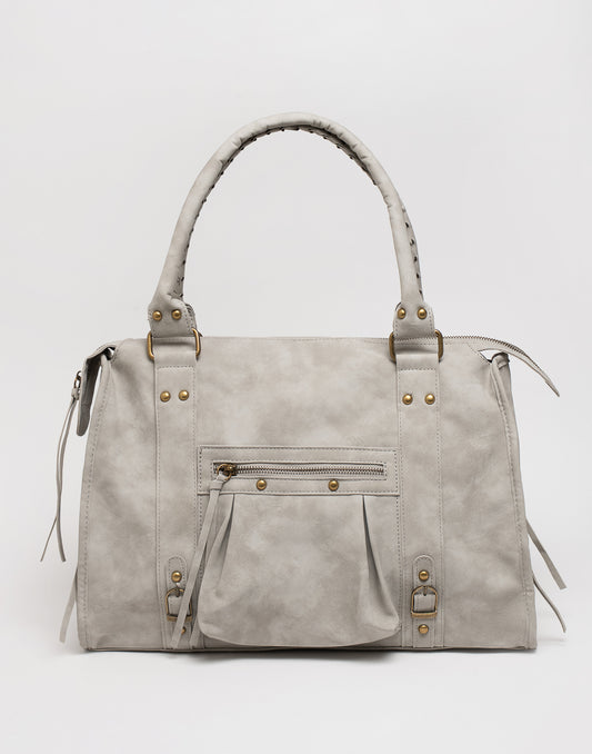 Faux suède handtas grijs L