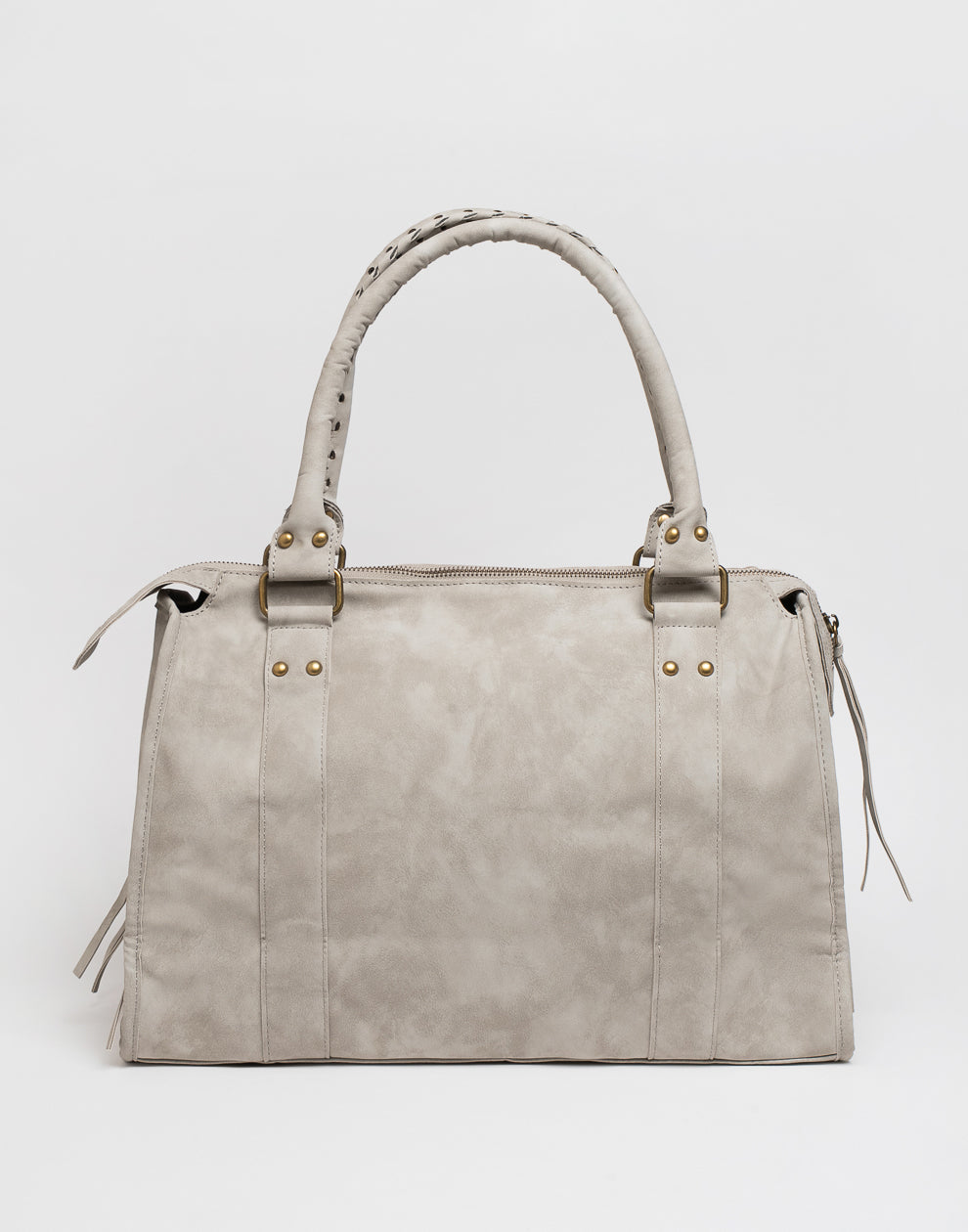 Faux suede handbag gray L