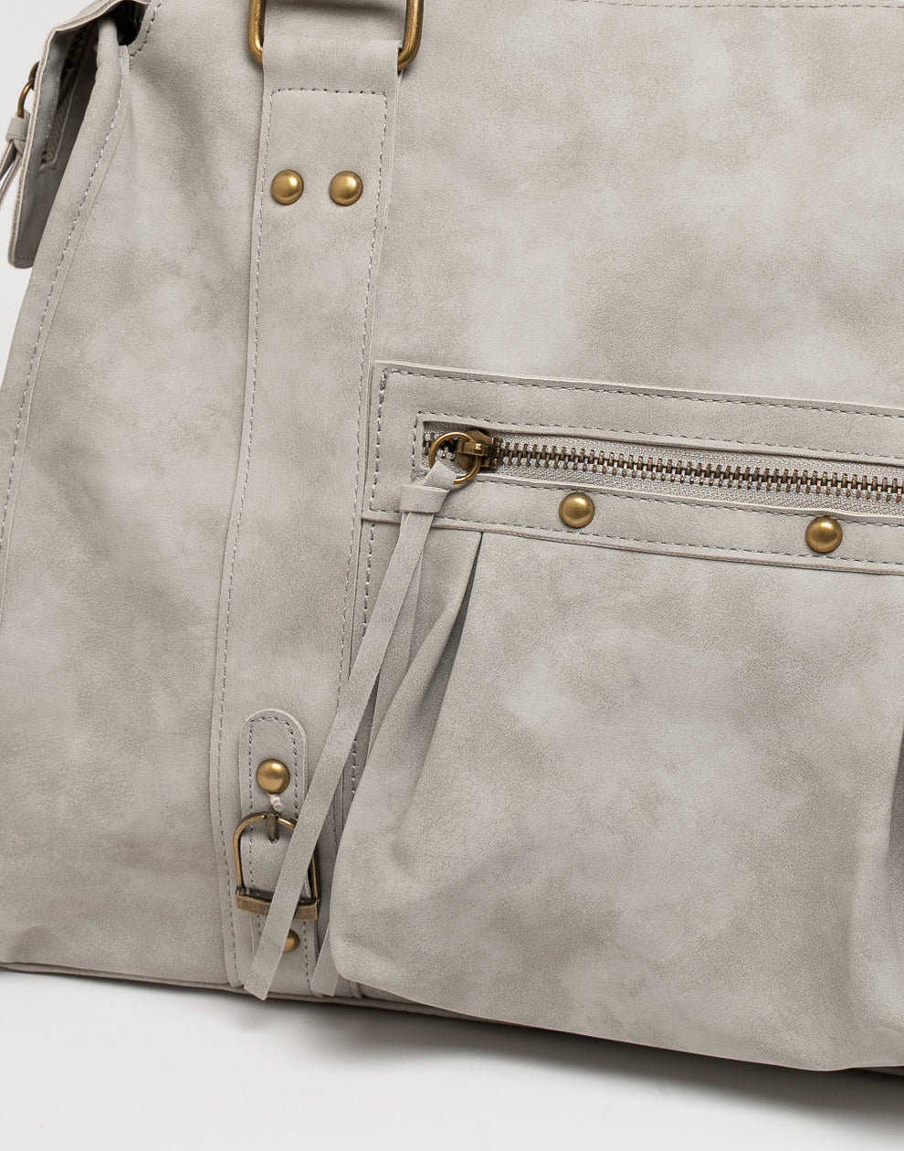 Faux suede handbag gray L