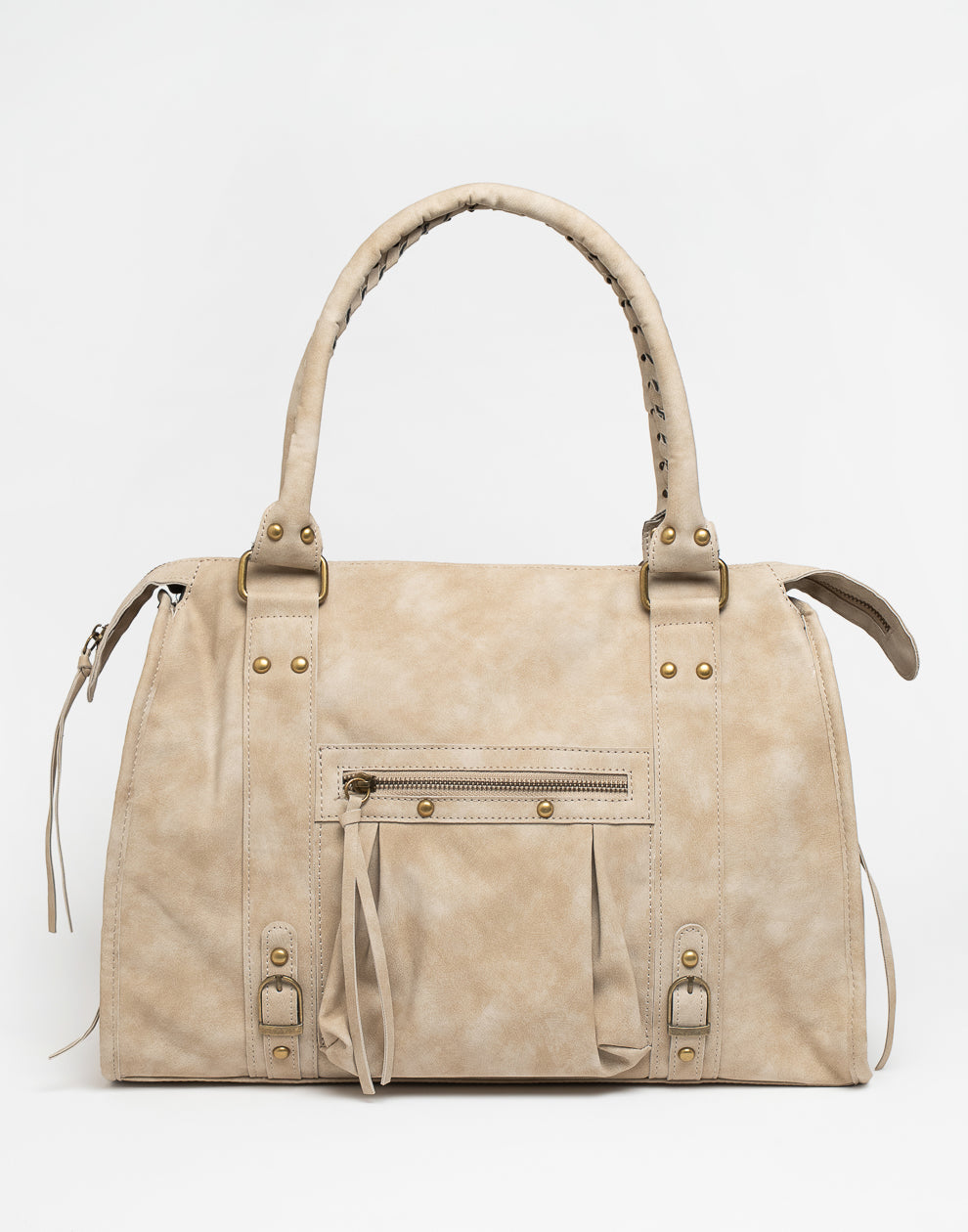 Handtasche aus Kunstwildleder, beige, Größe L