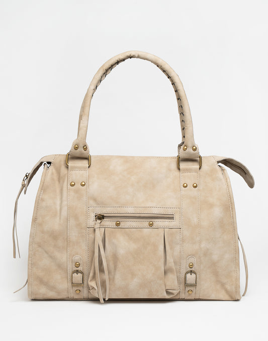 Faux suède handtas beige L
