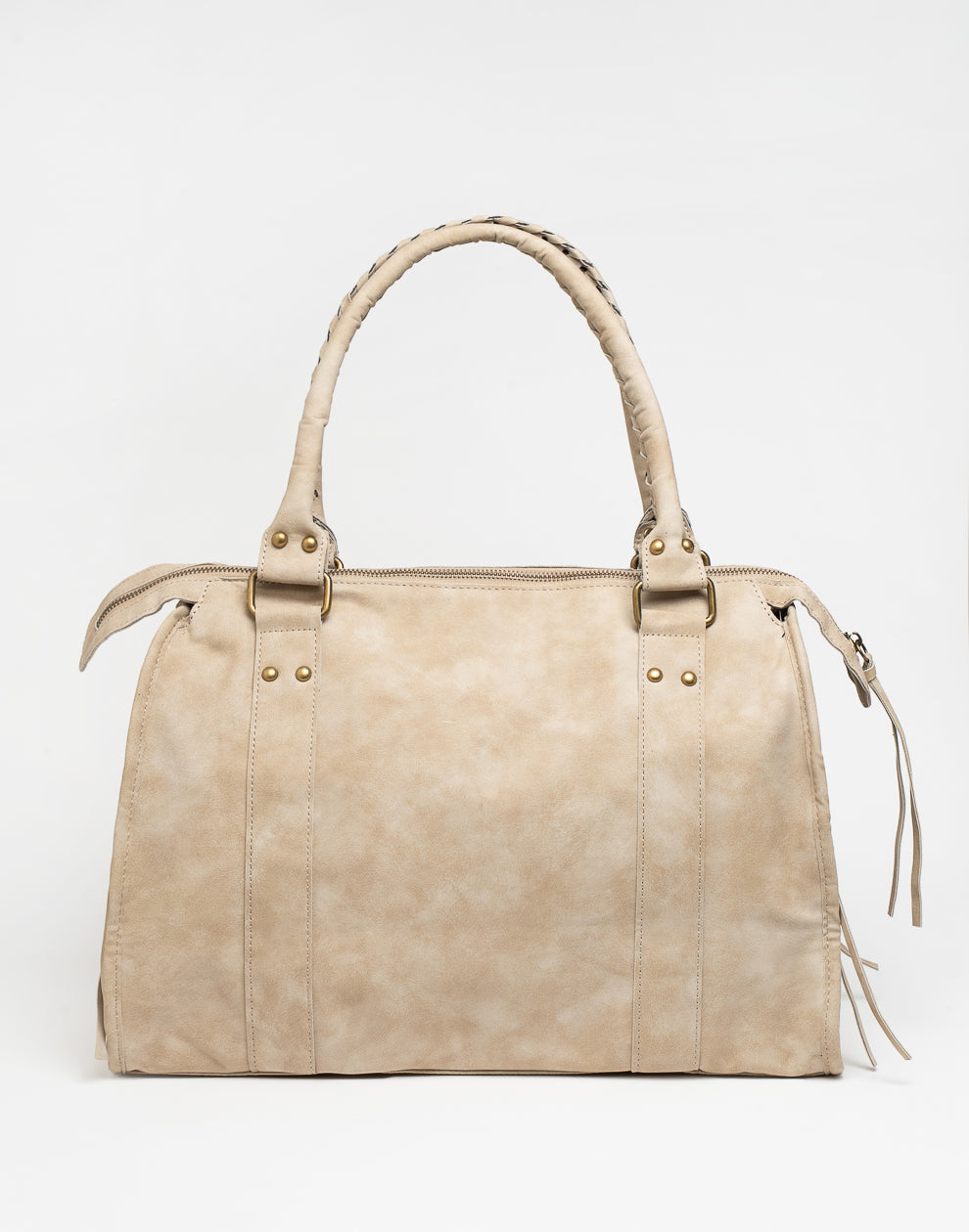 Handtasche aus Kunstwildleder, beige, Größe L