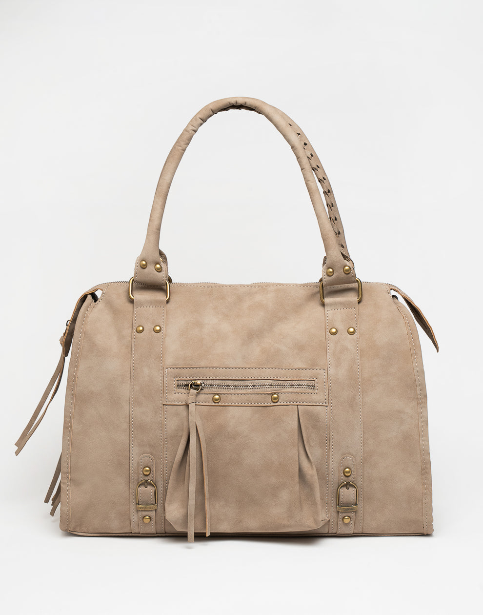 Handtasche aus Wildlederimitat, khaki, Größe L