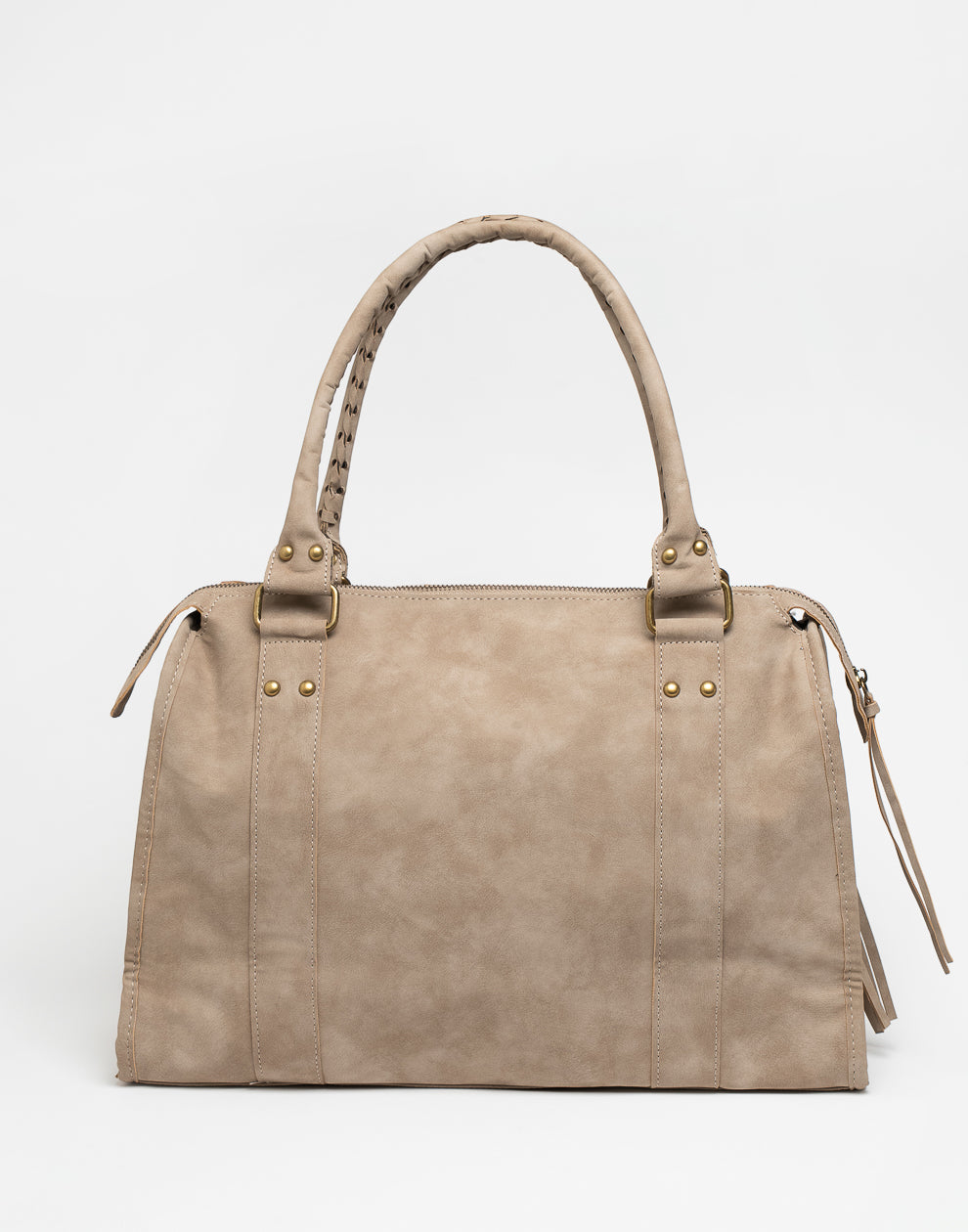 Handtasche aus Wildlederimitat, khaki, Größe L