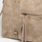 Handtasche aus Wildlederimitat, khaki, Größe L