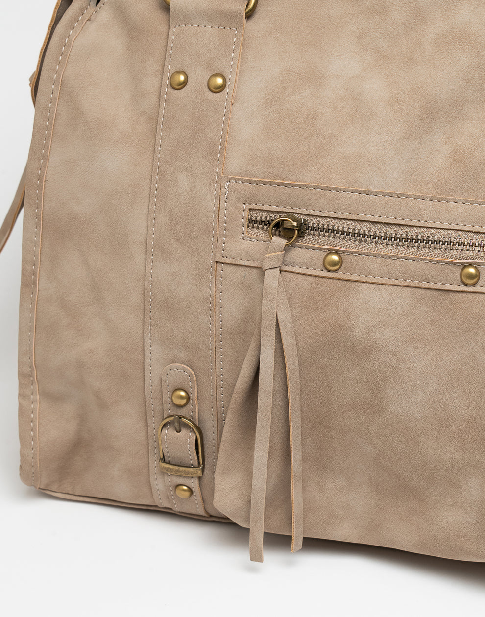 Handtasche aus Wildlederimitat, khaki, Größe L