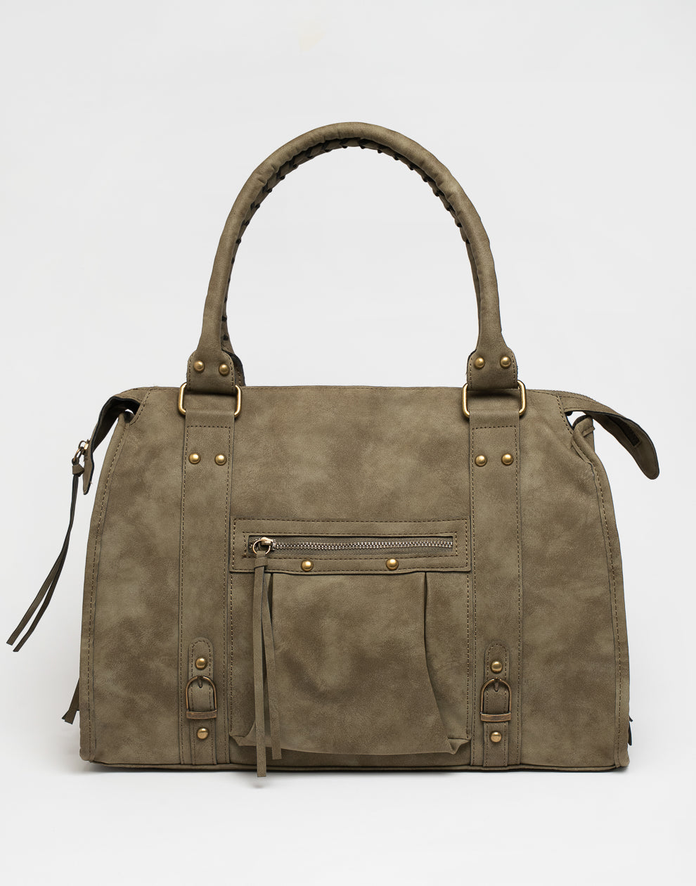 Faux suède handtas army green L