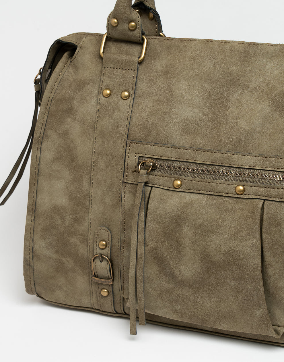 Faux suède handtas army green L