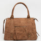Faux suede handbag brown L