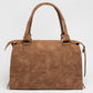 Faux suede handbag brown L