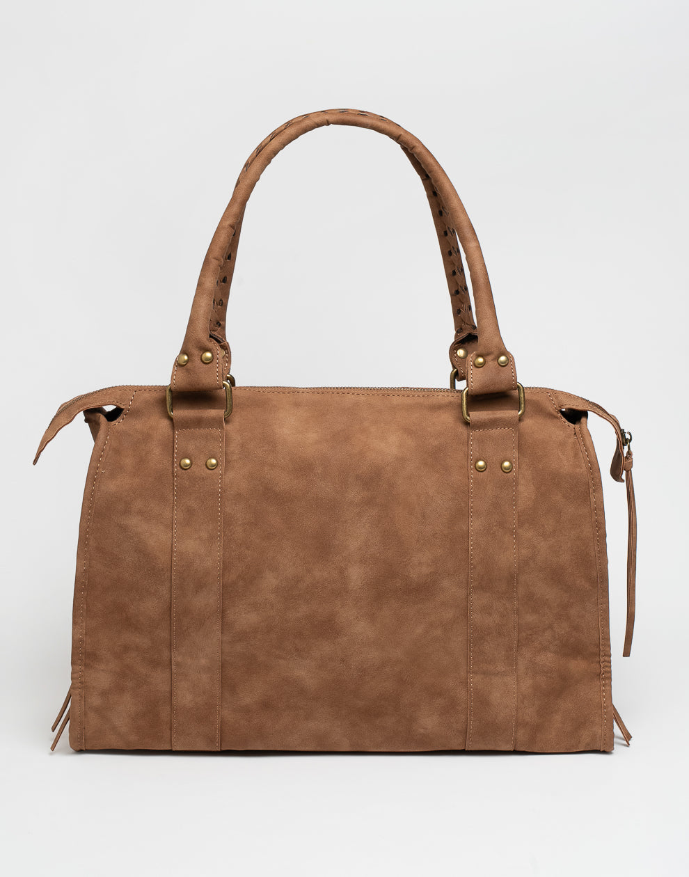 Faux suede handbag brown L