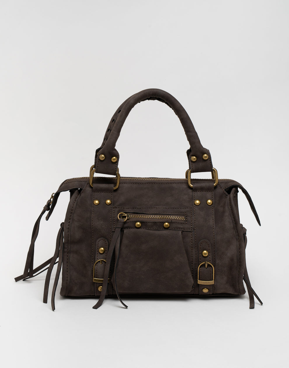 Faux suède handtas coffee M