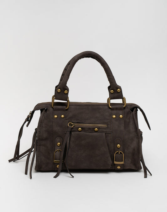 Faux suède handtas coffee M