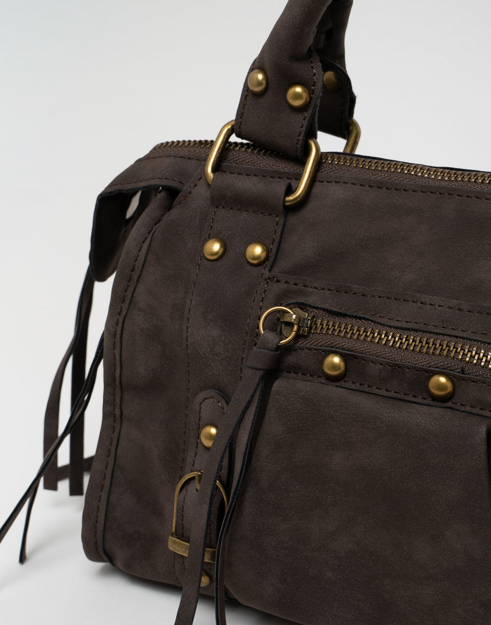 Faux suède handtas coffee M