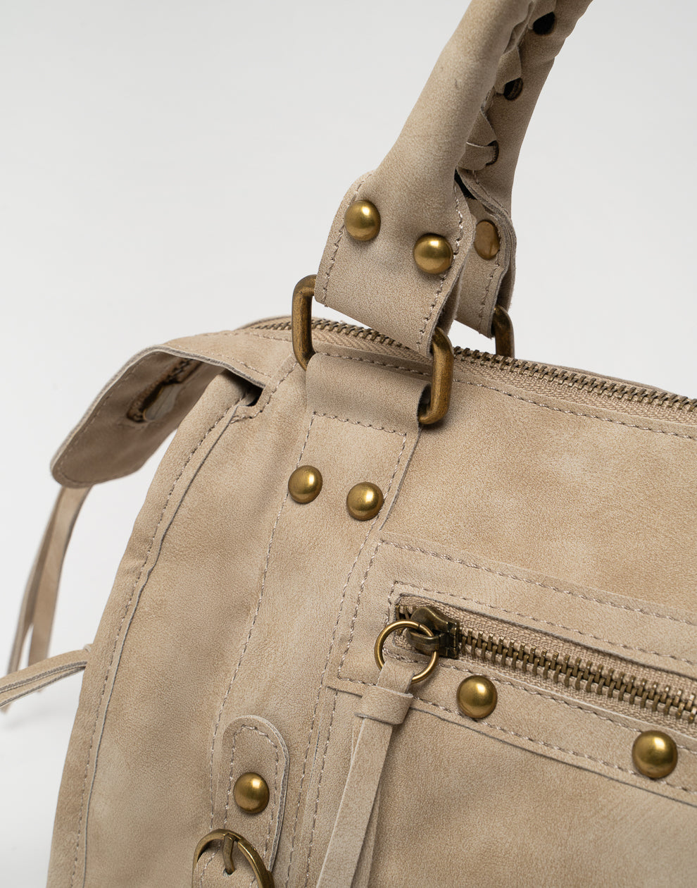Faux suède handtas khaki M
