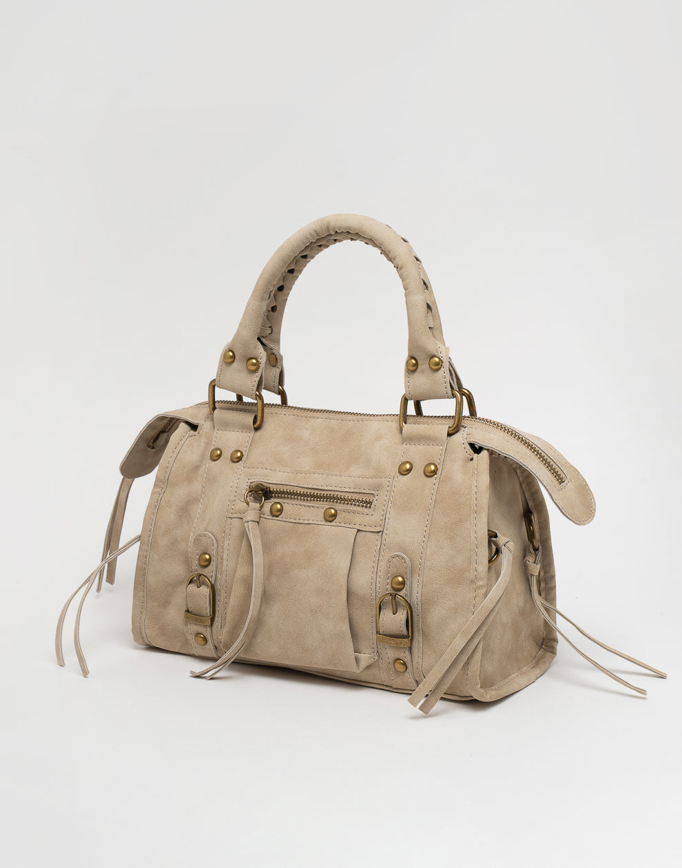 Faux suède handtas khaki M