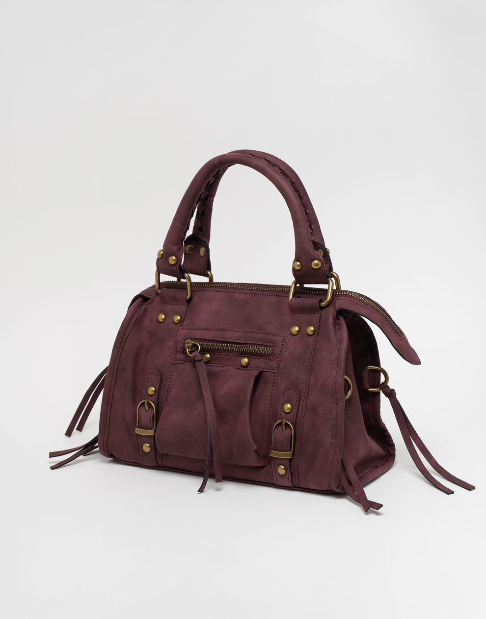 Faux suède handtas bordeaux M