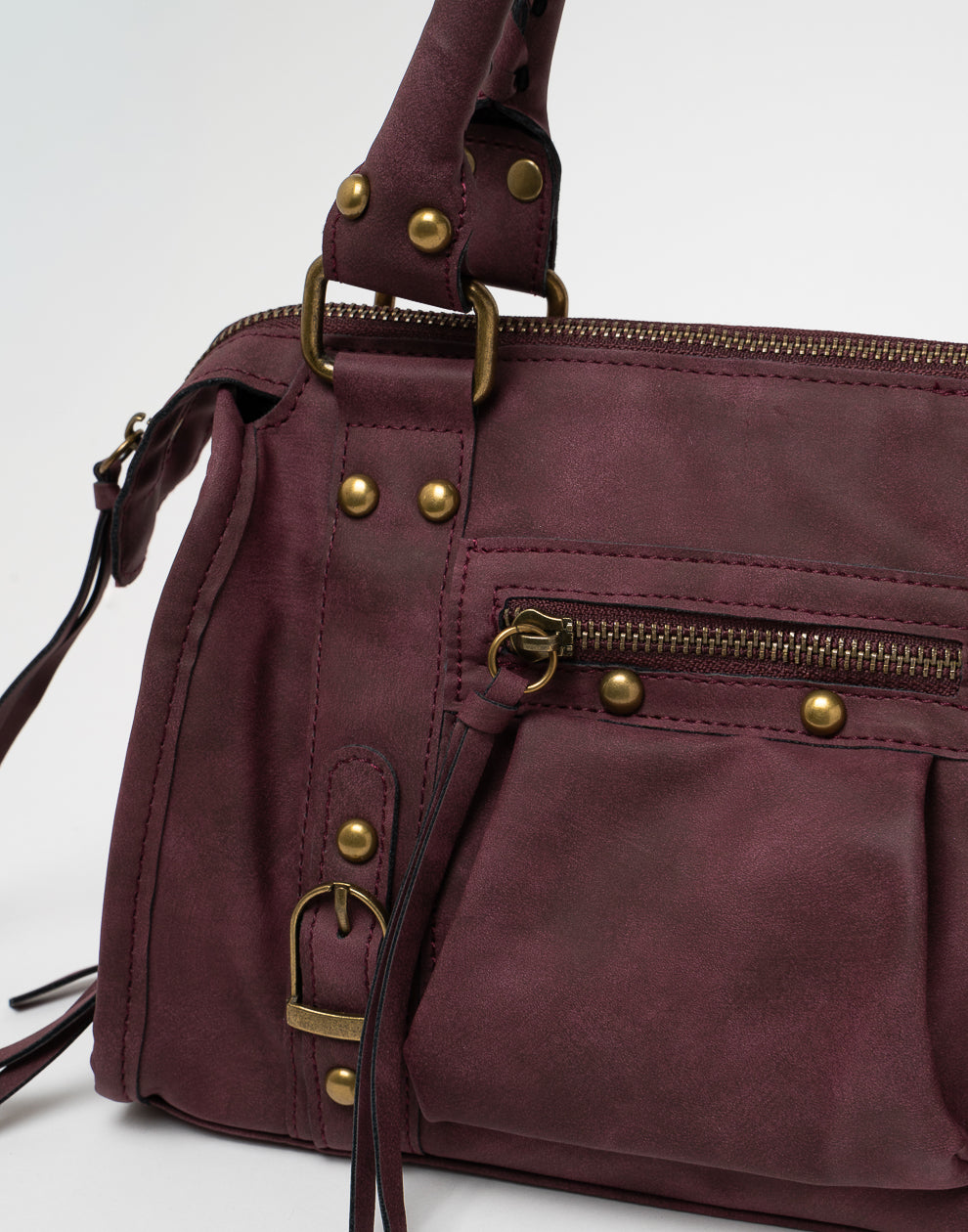 Faux suède handtas bordeaux M