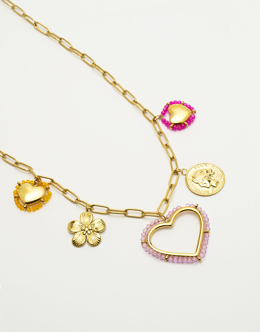 Bedelketting summer kralen goudkleurig