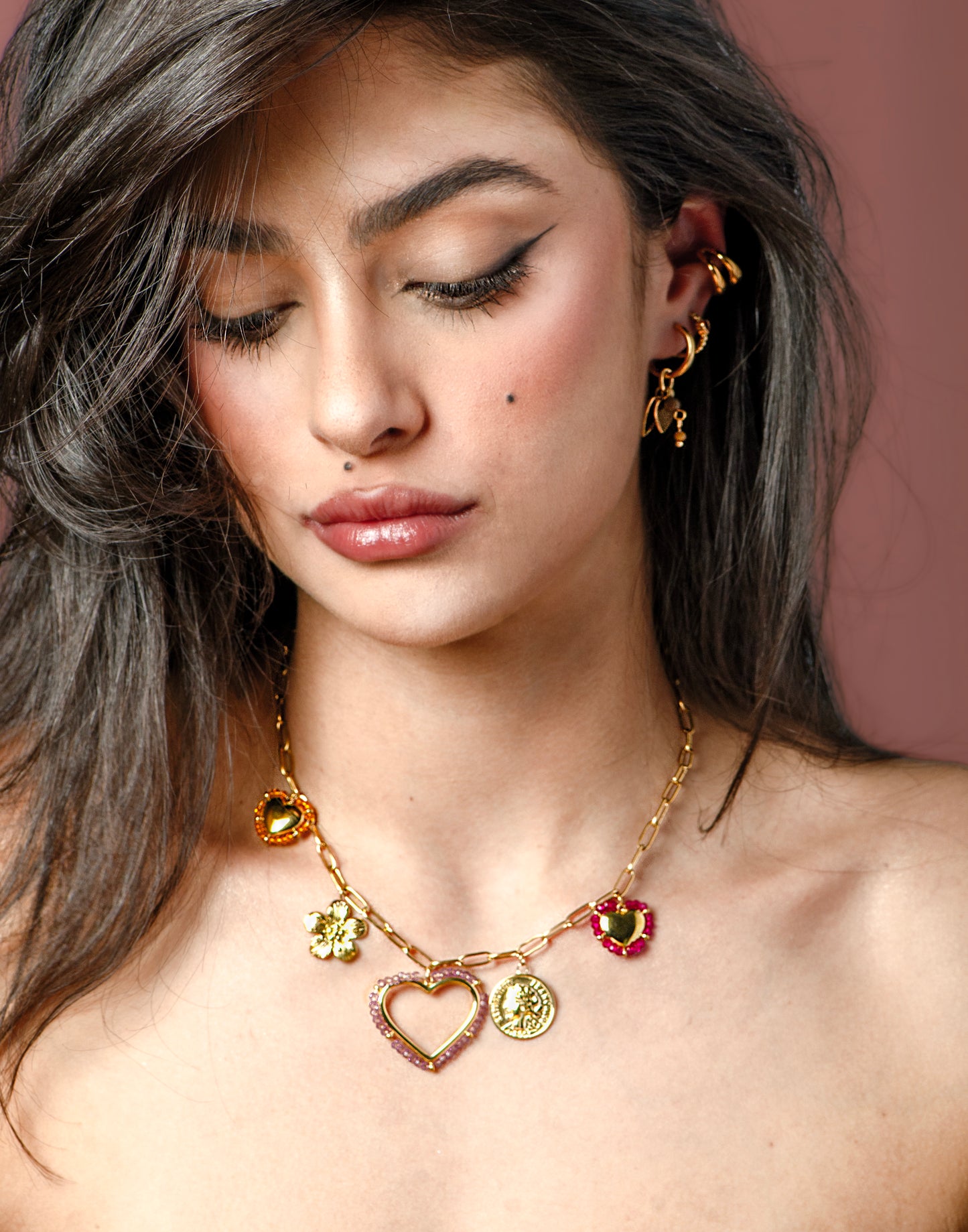 Charm necklace summer beads gold-colored