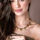 Leopard charm necklace with hearts