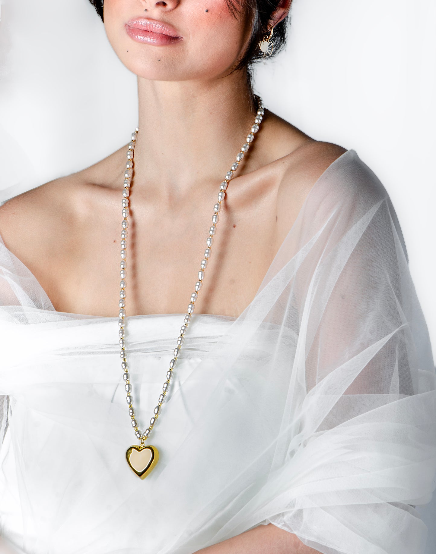 Lange ketting parels met hart