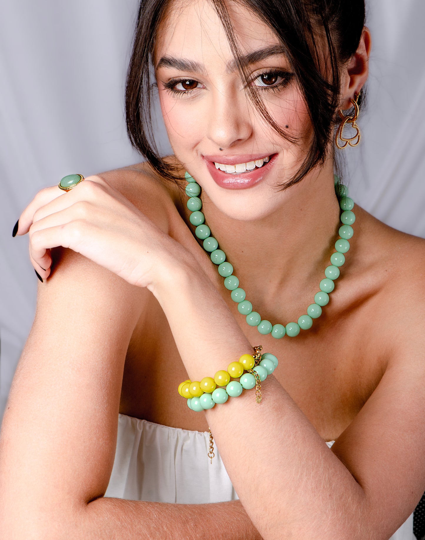 Mintgroene kralenketting
