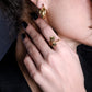 Ring dubbele vintage harten goudkleurig
