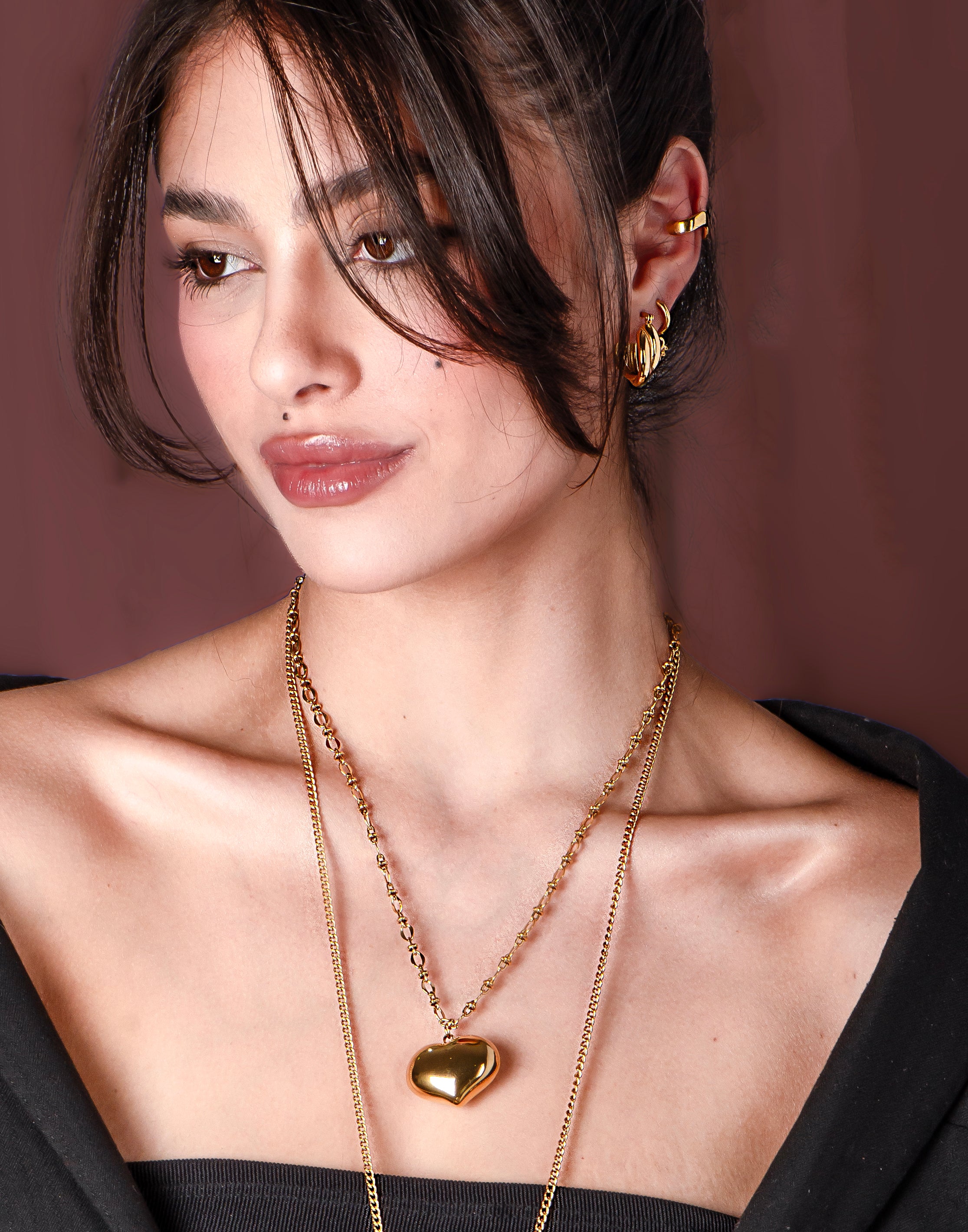 Lange ketting chunky hart