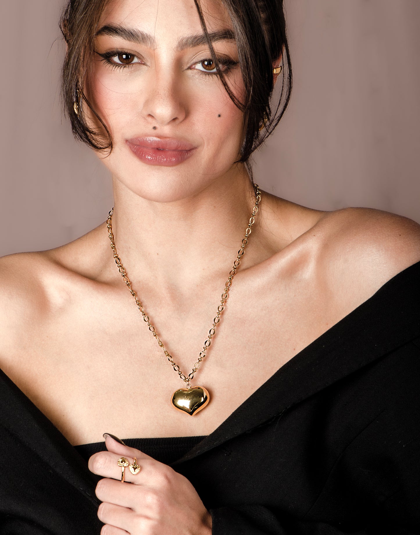 Lange ketting chunky hart