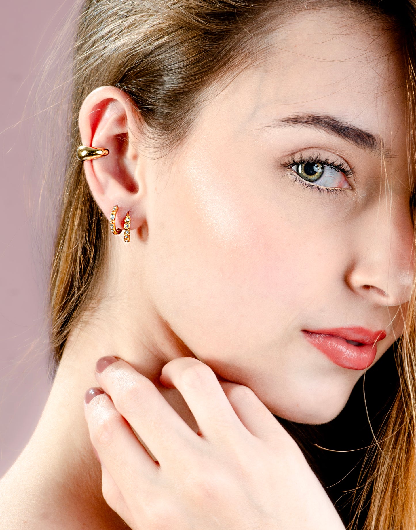 Creolen met steentjes patroon goudkleurig