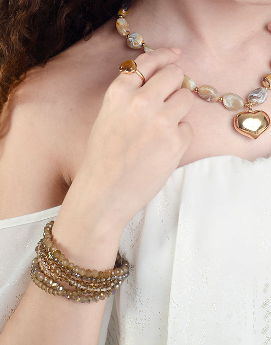 Armbandenset kralen bruin