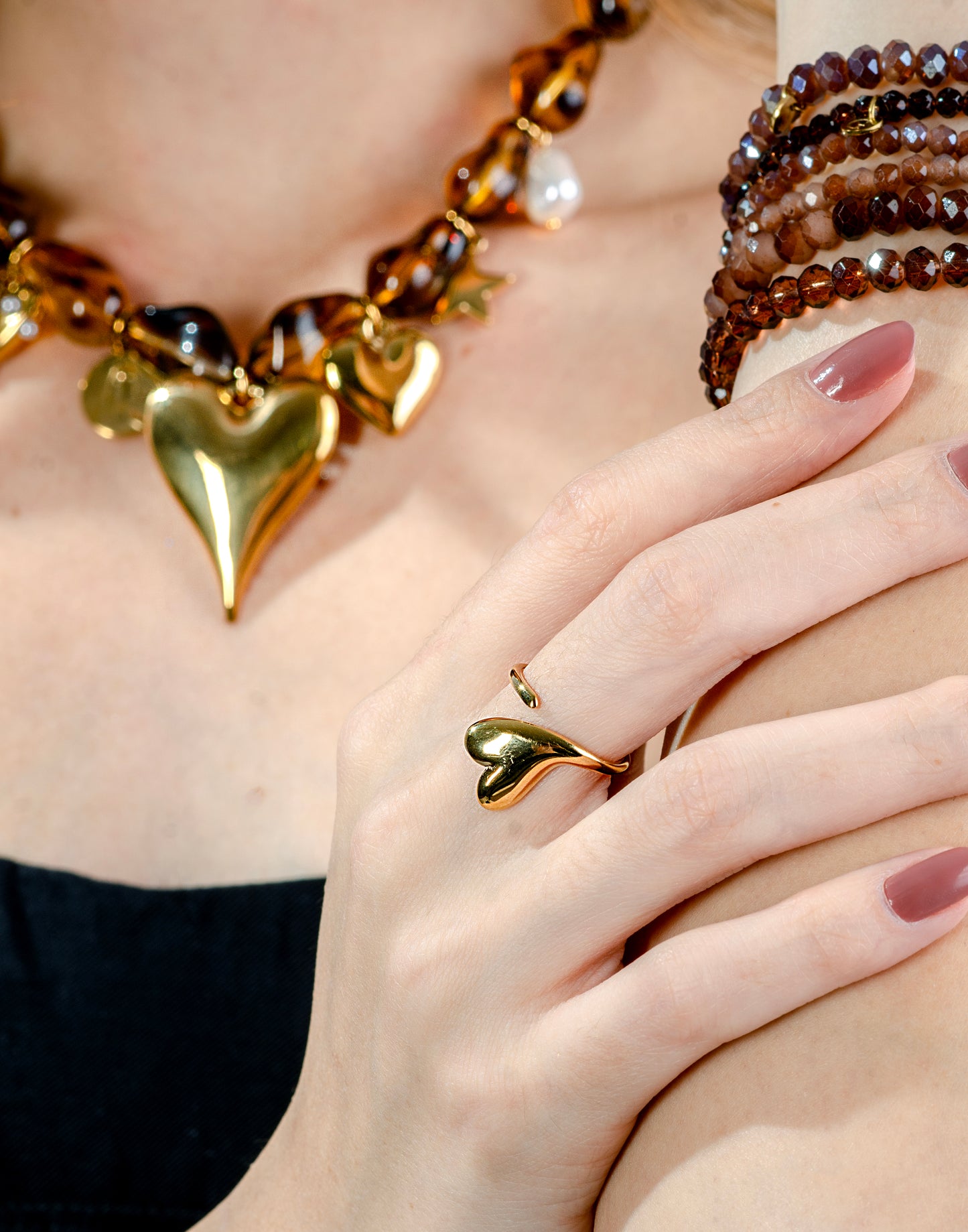 Ring teardrop hart-vorm goudkleurig