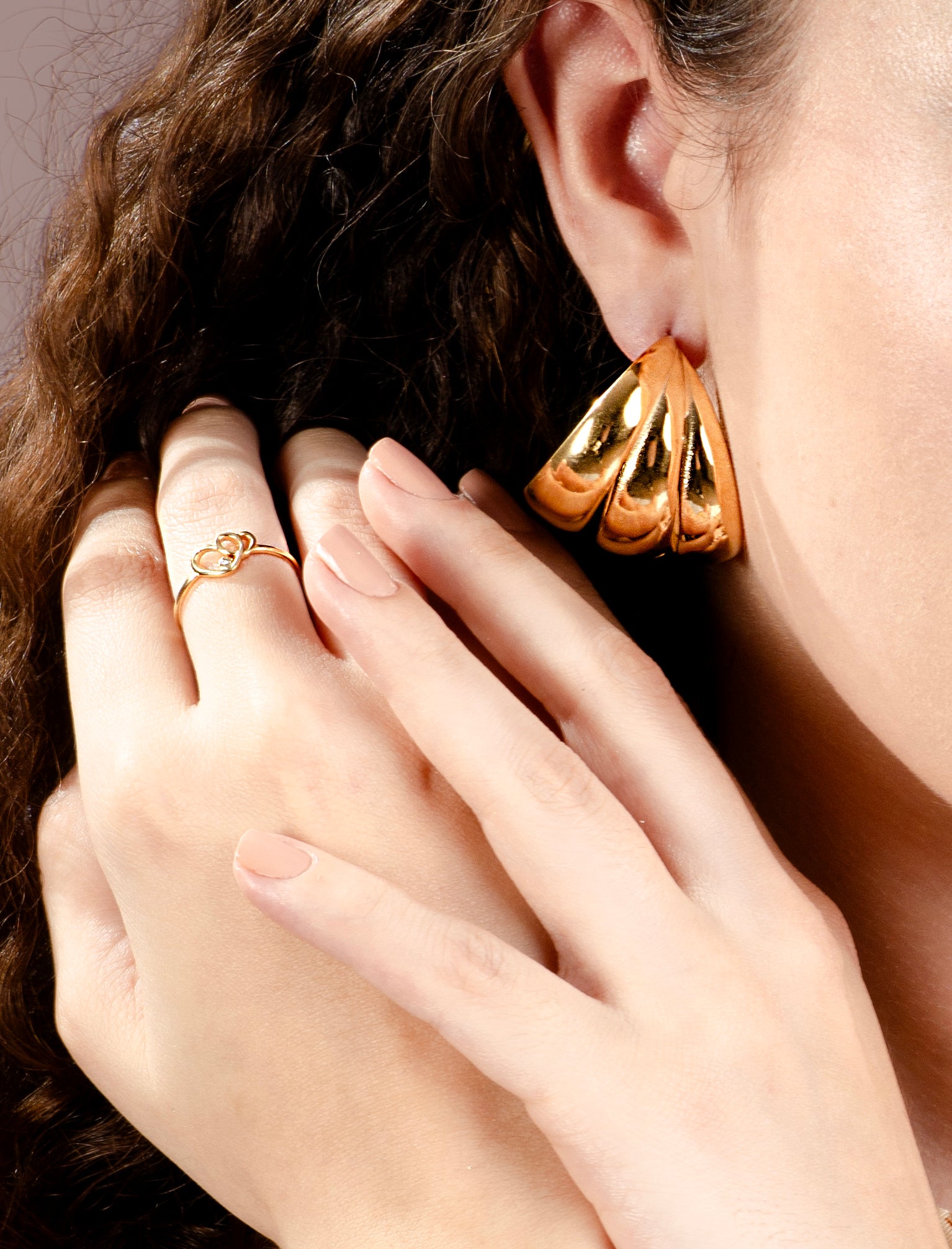 Thick hoops ovaal triple goudkleurig