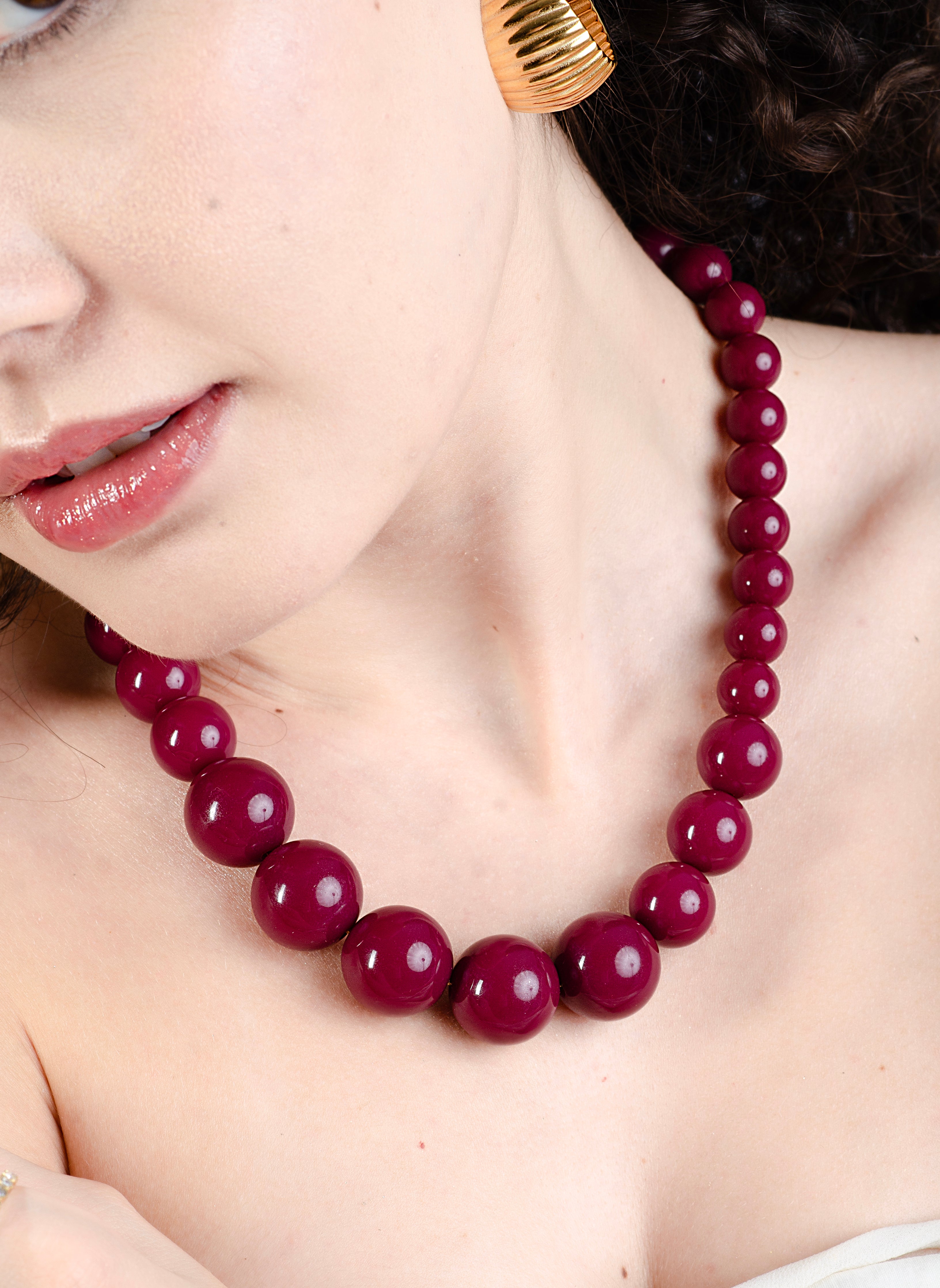 Kralenketting met verschillende groottes rose