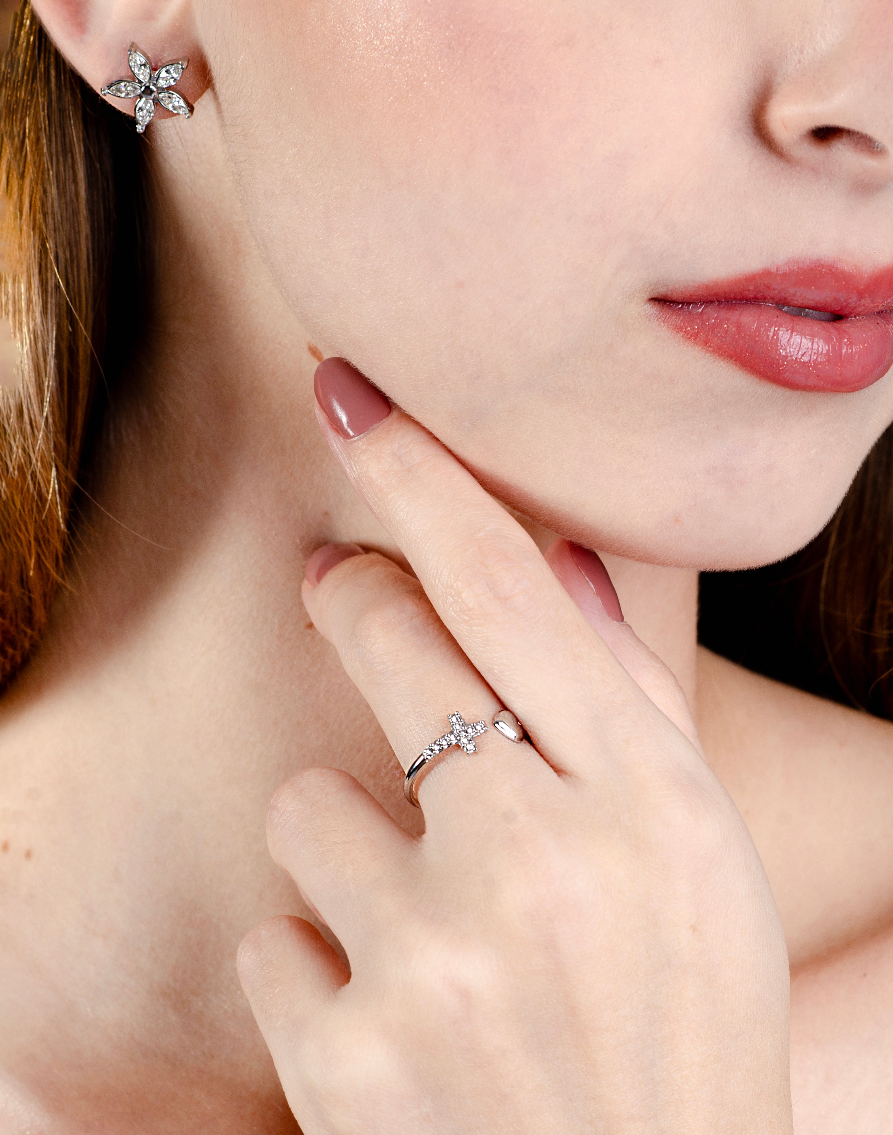 Ring hartje en kruis zilverkleurig