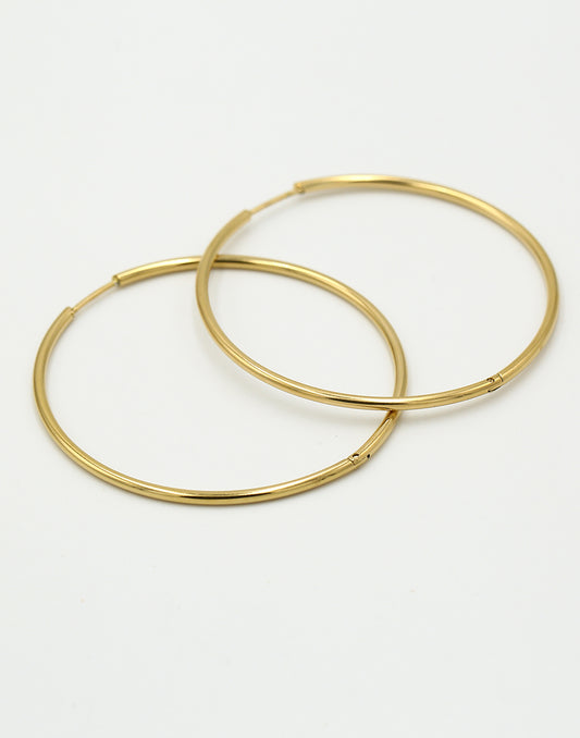 Basic hoop oorringen 5cm goudkleurig