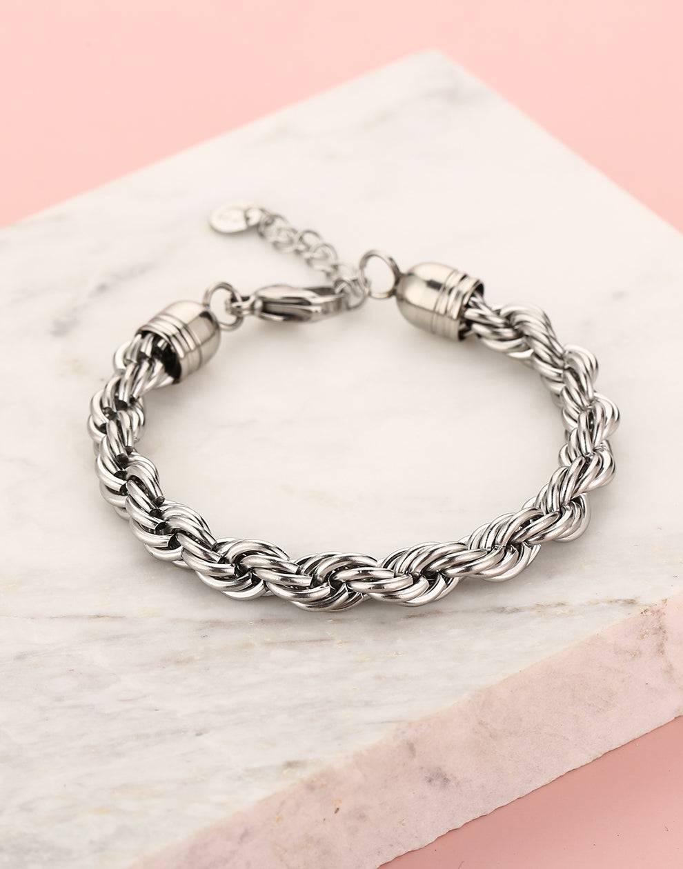Schakelarmband gedraaid chunky zilverkleurig