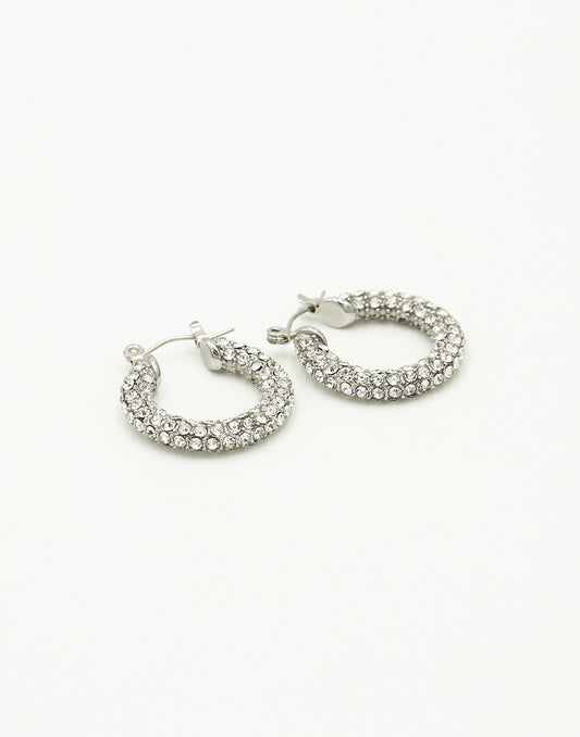 Strass hoops zilverkleurig