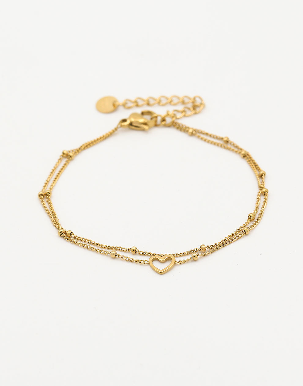 Armband dubbel open hartje goudkleurig