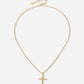 Ketting groot kruis met steentjes goudkleurig