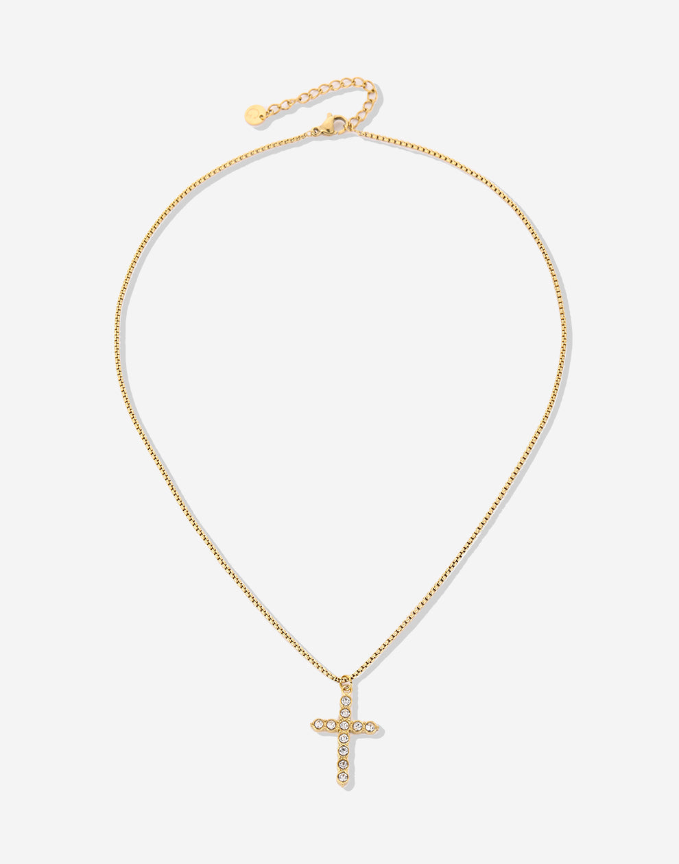 Ketting groot kruis met steentjes goudkleurig